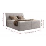 Łóżko kontynentalne - DAGOS 180x200 - H4 - jasnoszary, szenil gładki - Topper T25