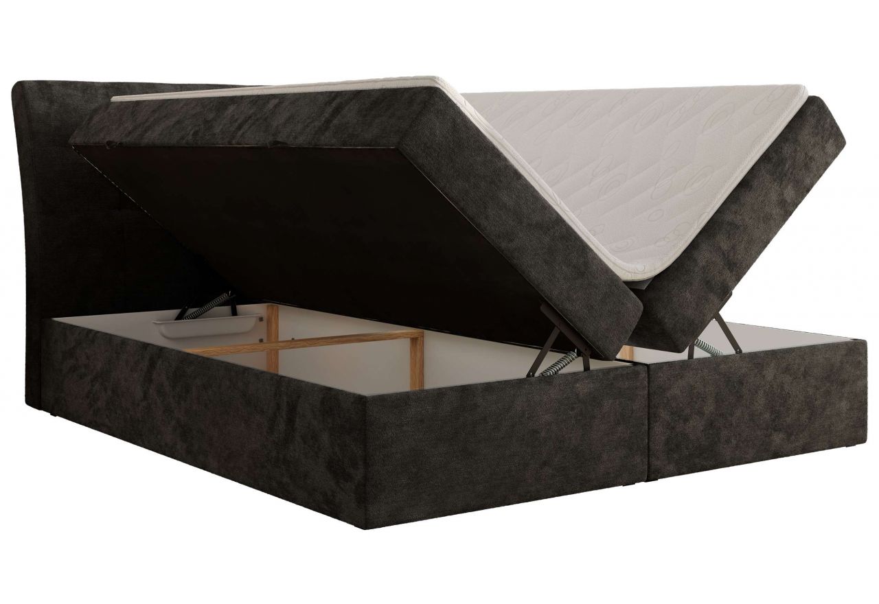 Łóżko kontynentalne - DAGOS 160x200 - H3 - ciemnoszary, szenil gładki - Topper T25