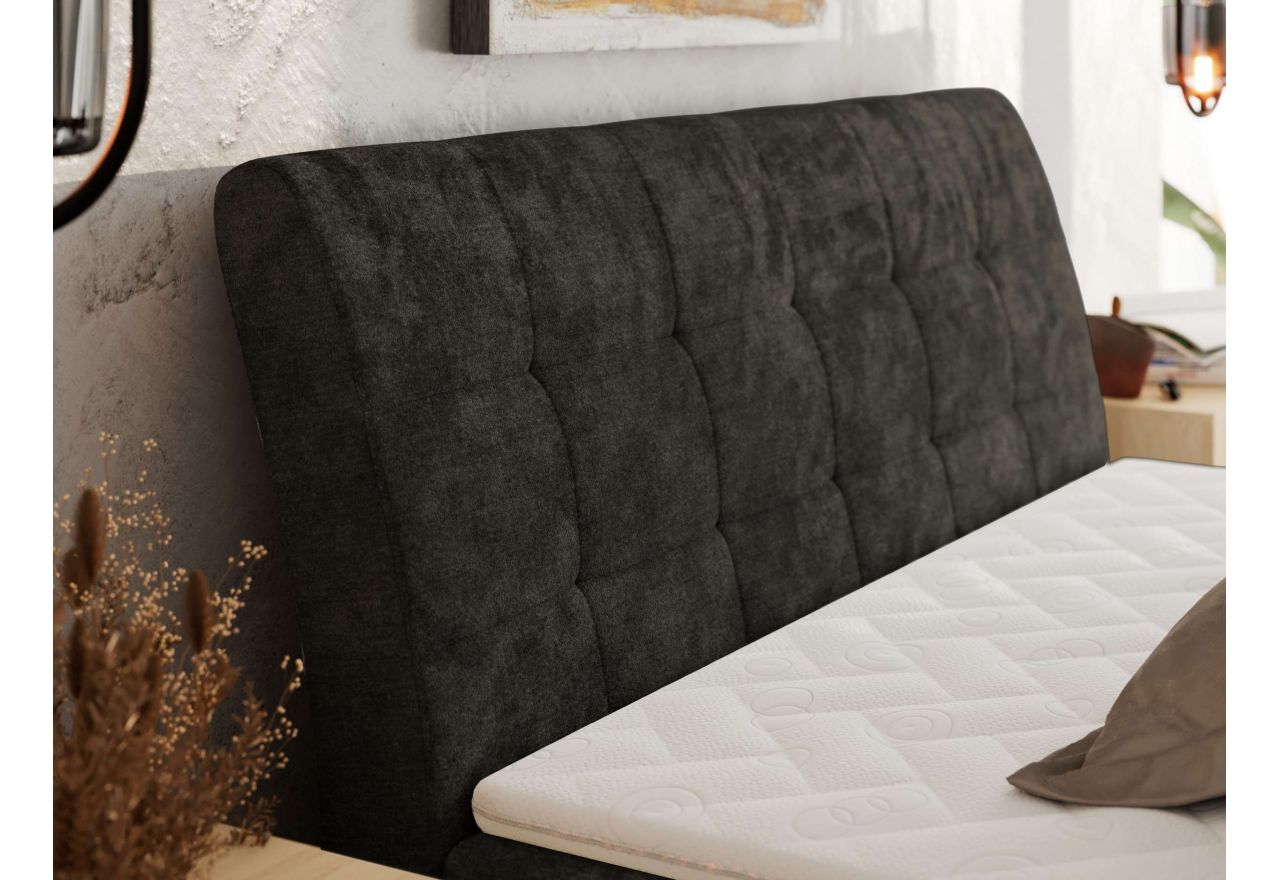 Łóżko kontynentalne - DAGOS 140x200 - H4 - ciemnoszary, szenil gładki - Topper T25