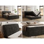 Łóżko kontynentalne - DAGOS 140x200 - H4 - ciemnoszary, szenil gładki - Topper T25