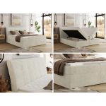 Łóżko kontynentalne - DAGOS 120x200 - H3 - kremowy, szenil grubo tkany - Topper Visco