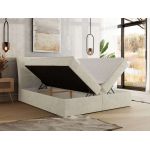 Łóżko kontynentalne - DAGOS 160x200 - H3 - kremowy, szenil grubo tkany - Topper Visco