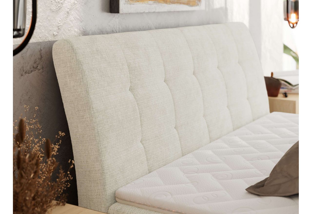 Łóżko kontynentalne - DAGOS 200x200 - H3 - kremowy, szenil grubo tkany - Topper Visco