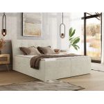 Łóżko kontynentalne - DAGOS 180x200 - H4 - kremowy, szenil grubo tkany - Topper Visco