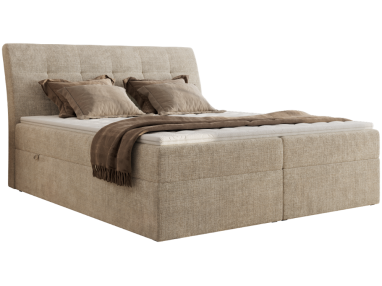 Łóżko kontynentalne - DAGOS 180x200 - H4 - kremowy, szenil grubo tkany - Topper Visco