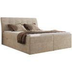 Łóżko kontynentalne - DAGOS 120x200 - H3 - beżowy, szenil grubo tkany - Topper Visco