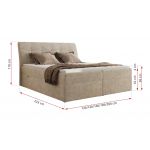 Łóżko kontynentalne - DAGOS 140x200 - H4 - beżowy, szenil grubo tkany - Topper Visco