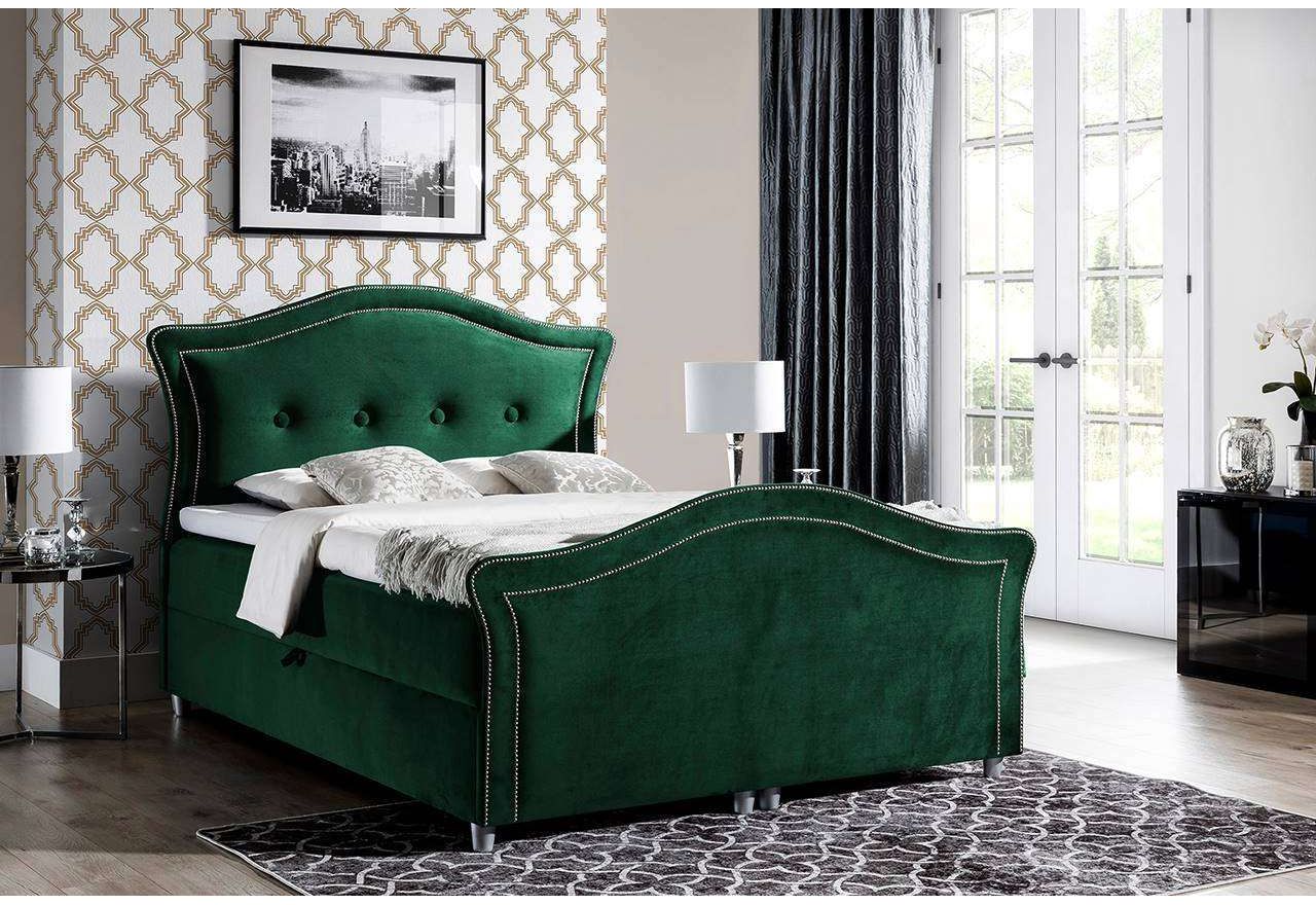 Eleganckie łóżko kontynentalne z opcją wyboru tkaniny i wysokim zagłowiem - AGAT LUX / Jaguar 2185