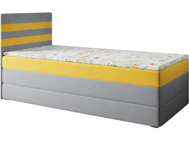 Designerskie łóżko kontynentalne z podwójnym materacem i pojemnikiem - MIKOŁAJ 1 Magic Velvet 2240 / Magic Velvet 2228