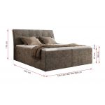 Łóżko kontynentalne - DAGOS 160x200 - H3 - brązowy, szenil grubo tkany - Topper Visco