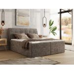 Łóżko kontynentalne - DAGOS 120x200 - H4 - brązowy, szenil grubo tkany - Topper Visco