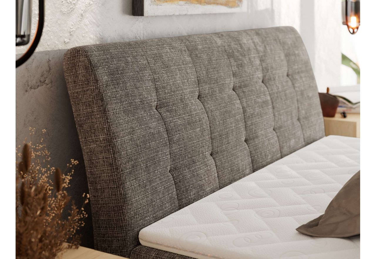 Łóżko kontynentalne - DAGOS 120x200 - H4 - brązowy, szenil grubo tkany - Topper Visco