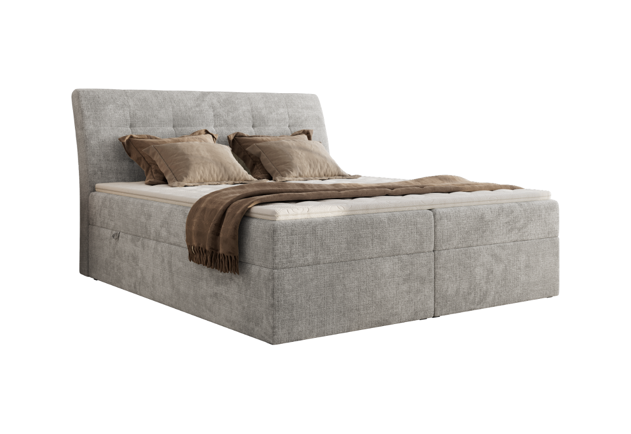 Łóżko kontynentalne - DAGOS 180x200 - H4 - brązowy, szenil grubo tkany - Topper Visco