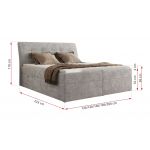 Łóżko kontynentalne - DAGOS 140x200 - H3 - jasnoszary, szenil grubo tkany - Topper Visco