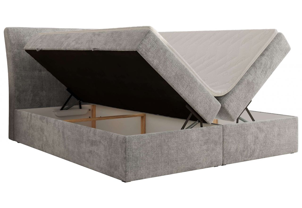 Łóżko kontynentalne - DAGOS 120x200 - H4 - jasnoszary, szenil grubo tkany - Topper Visco