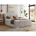 Łóżko kontynentalne - DAGOS 140x200 - H4 - jasnoszary, szenil grubo tkany - Topper Visco