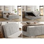 Łóżko kontynentalne - DAGOS 140x200 - H4 - jasnoszary, szenil grubo tkany - Topper Visco