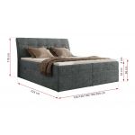 Łóżko kontynentalne - DAGOS 140x200 - H3 - ciemnoszary, szenil grubo tkany - Topper Visco