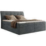 Łóżko kontynentalne - DAGOS 160x200 - H3 - ciemnoszary, szenil grubo tkany - Topper Visco