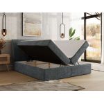 Łóżko kontynentalne - DAGOS 160x200 - H4 - ciemnoszary, szenil grubo tkany - Topper Visco