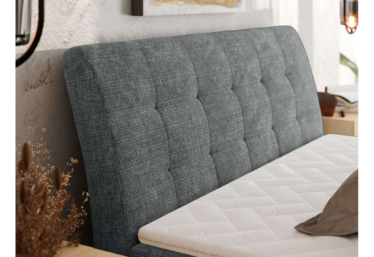 Łóżko kontynentalne - DAGOS 200x200 - H4 - ciemnoszary, szenil grubo tkany - Topper Visco