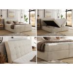 Łóżko kontynentalne - DAGOS 140x200 - H3 - beżowy, welwet - Topper Visco