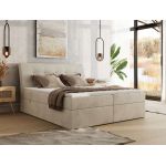 Łóżko kontynentalne - DAGOS 200x200 - H3 - beżowy, welwet - Topper Visco