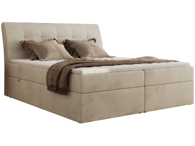 Łóżko kontynentalne - DAGOS 120x200 - H4 - beżowy, welwet - Topper Visco