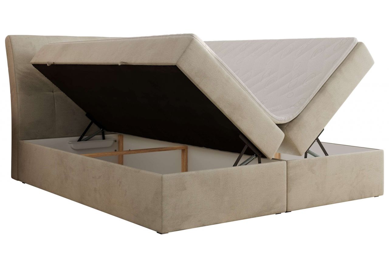 Łóżko kontynentalne - DAGOS 120x200 - H4 - beżowy, welwet - Topper Visco