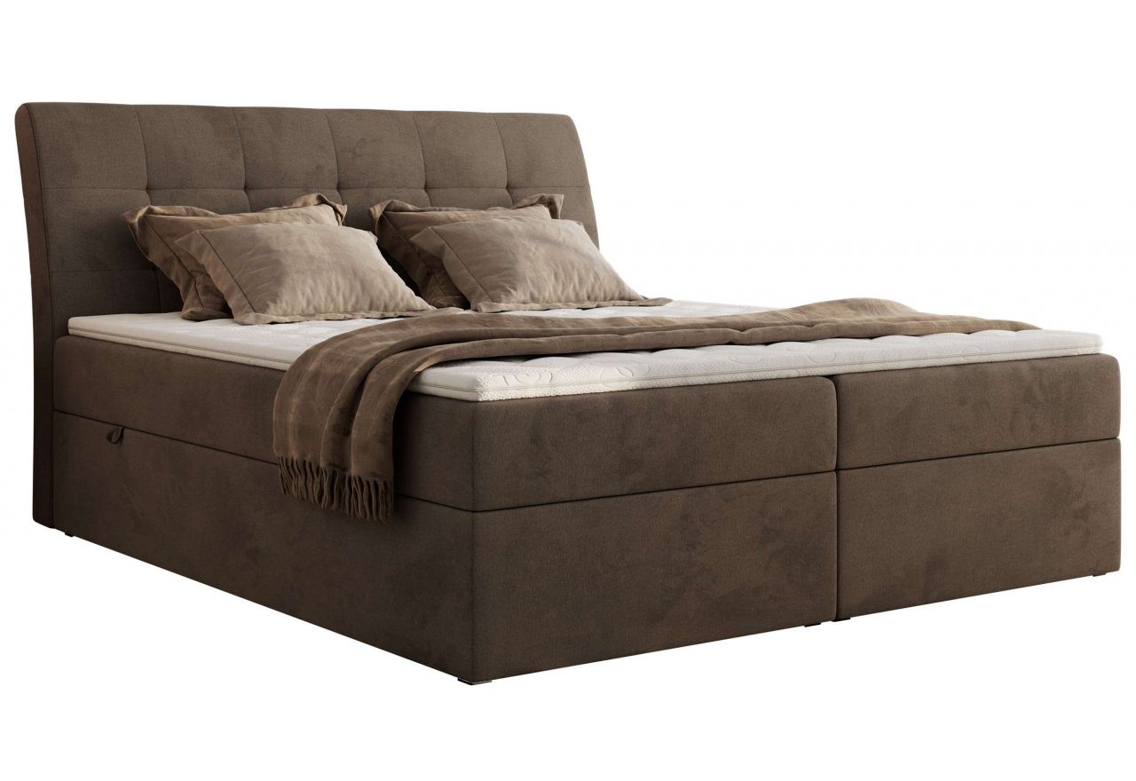 Łóżko kontynentalne - DAGOS 120x200 - H3 - brązowy, welwet - Topper Visco