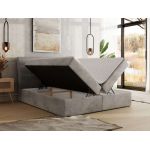 Łóżko kontynentalne - DAGOS 200x200 - H3 - jasnoszary, welwet - Topper Visco