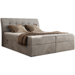 Łóżko kontynentalne - DAGOS 160x200 - H4 - jasnoszary, welwet - Topper Visco