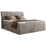 Łóżko kontynentalne - DAGOS 200x200 - H4 - jasnoszary, welwet - Topper Visco