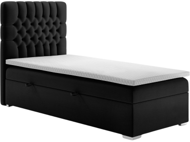 Łóżko pojedyncze kontynentalne z opcją pojemnika na pościel - PERA 80x200 czarny