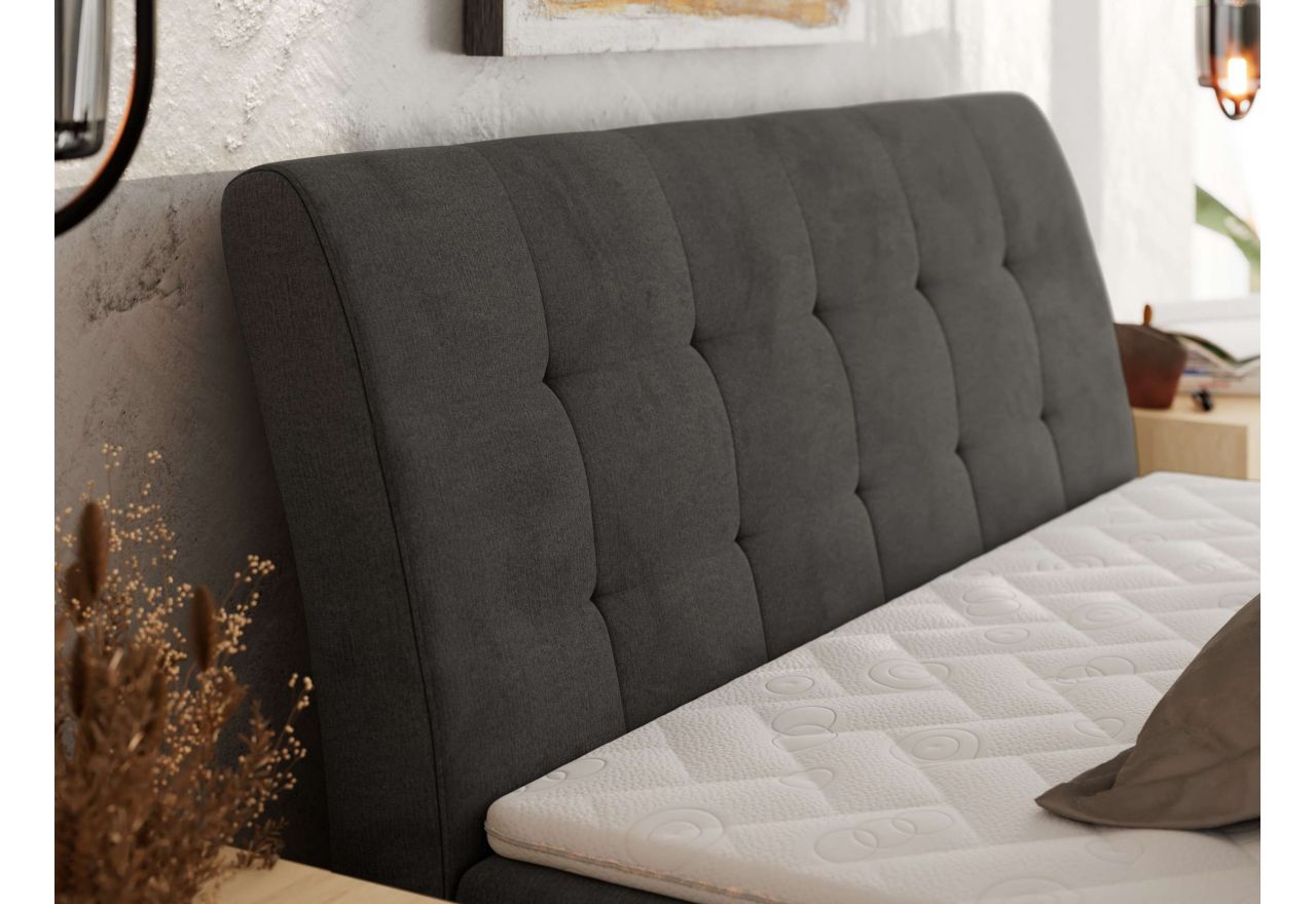 Łóżko kontynentalne - DAGOS 200x200 - H4 - ciemnoszary, welwet - Topper Visco