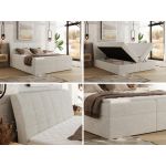 Łóżko kontynentalne - DAGOS 120x200 - H3 - kremowy, szenil gładki - Topper Visco