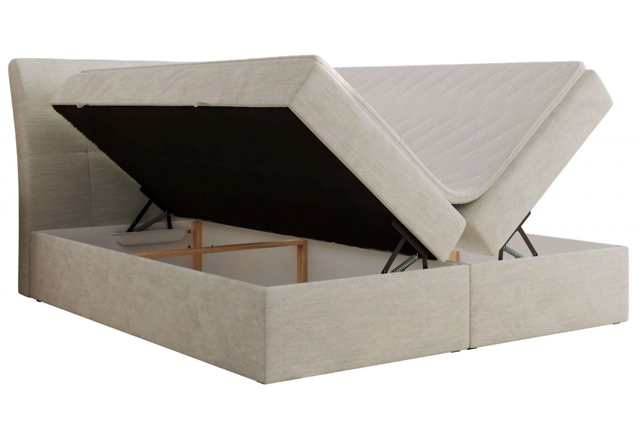 Łóżko kontynentalne - DAGOS 140x200 - H3 - kremowy, szenil gładki - Topper Visco