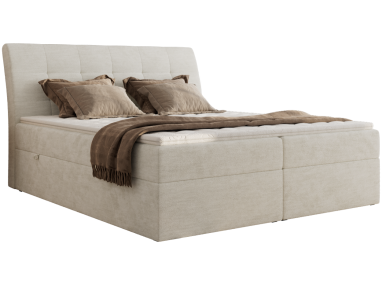 Łóżko kontynentalne - DAGOS 180x200 - H3 - kremowy, szenil gładki - Topper Visco