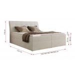 Łóżko kontynentalne - DAGOS 120x200 - H4 - kremowy, szenil gładki - Topper Visco