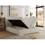 Łóżko kontynentalne - DAGOS 180x200 - H4 - kremowy, szenil gładki - Topper Visco