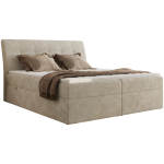 Łóżko kontynentalne - DAGOS 120x200 - H3 - beżowy, szenil gładki - Topper Visco