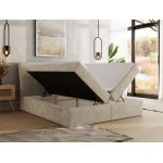 Łóżko kontynentalne - DAGOS 140x200 - H3 - beżowy, szenil gładki - Topper Visco