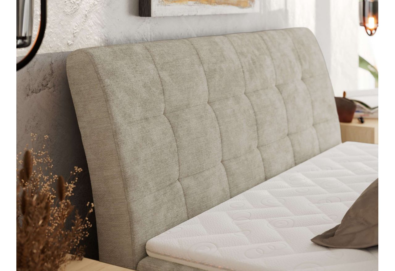 Łóżko kontynentalne - DAGOS 180x200 - H4 - beżowy, szenil gładki - Topper Visco