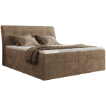 Łóżko kontynentalne - DAGOS 200x200 - H4 - beżowy, szenil gładki - Topper Visco