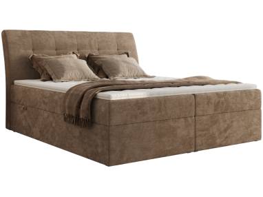 Łóżko kontynentalne - DAGOS 120x200 - H3 - brązowy, szenil gładki - Topper Visco