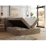 Łóżko kontynentalne - DAGOS 120x200 - H3 - brązowy, szenil gładki - Topper Visco