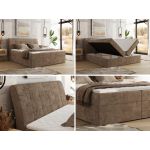 Łóżko kontynentalne - DAGOS 140x200 - H3 - brązowy, szenil gładki - Topper Visco