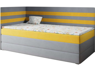 Wygodne, designerskie łóżko kontynentalne jednoosobowe do pokoju młodzieżowego - MIKOŁAJ 3 Magic Velvet 2240 / Magic Velvet 2228