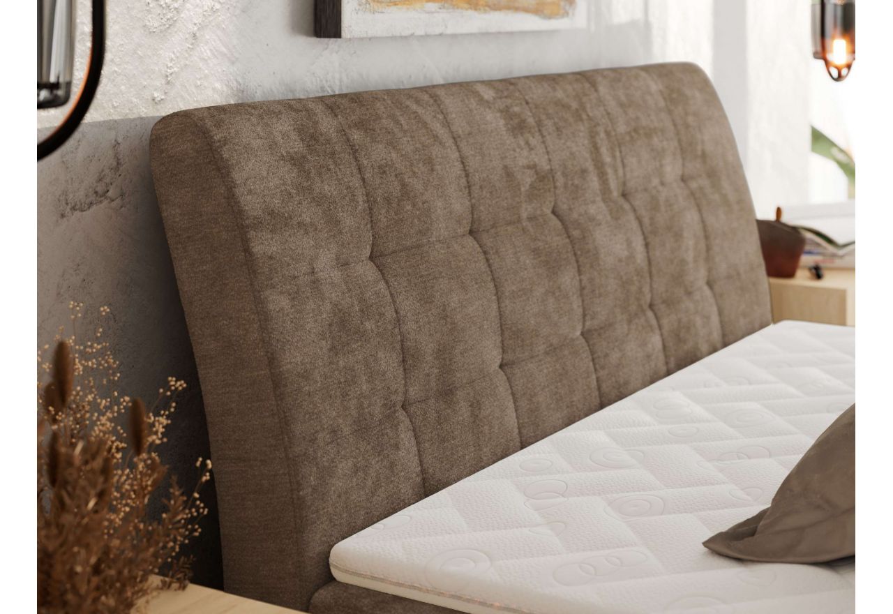 Łóżko kontynentalne - DAGOS 200x200 - H3 - brązowy, szenil gładki - Topper Visco