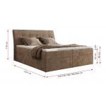 Łóżko kontynentalne - DAGOS 140x200 - H4 - brązowy, szenil gładki - Topper Visco